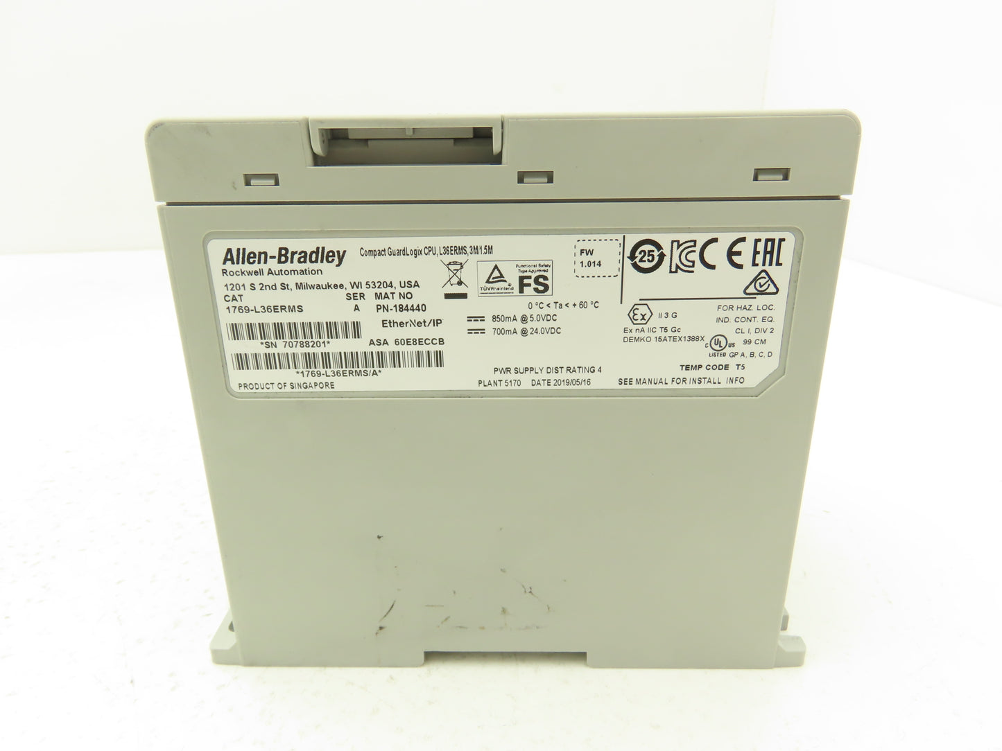 A-B 1769-L36ERMS/A Compact GuardLogix Ethernet/IP CPU Controller 24V Ser A