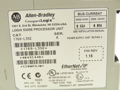 Allen Bradley 1769-L35E CompactLogix 5335E Ethernet CPU Controller Module Ser A