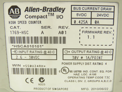 Allen Bradley 1769-HSC Compact I/O High Speed Counter Module Series A Rev A01