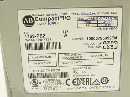 Allen Bradley 1769-PB2 Compact I/O Power Supply Module Series A
