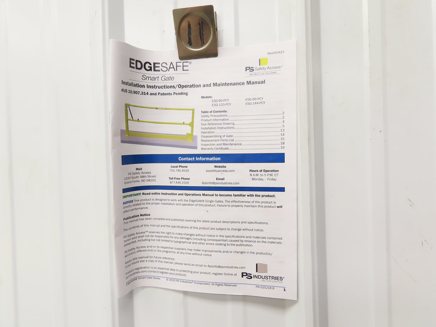 PS Industries ESG-120-PCY EdgeSafe Smart Safety Gate 108"-132" Width Yellow