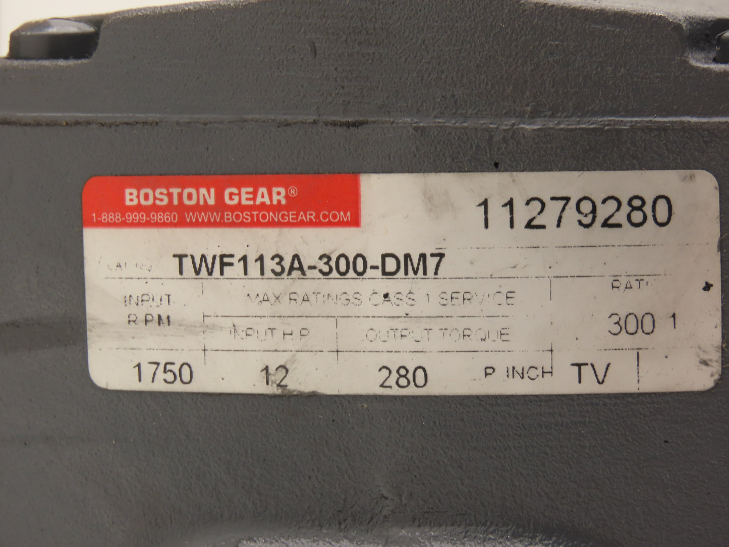 Boston Gear TWF113A-300-DM7 Parallel Shaft Gearbox 300:1 Double Reduction 56C