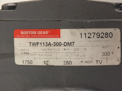 Boston Gear TWF113A-300-DM7 Parallel Shaft Gearbox 300:1 Double Reduction 56C