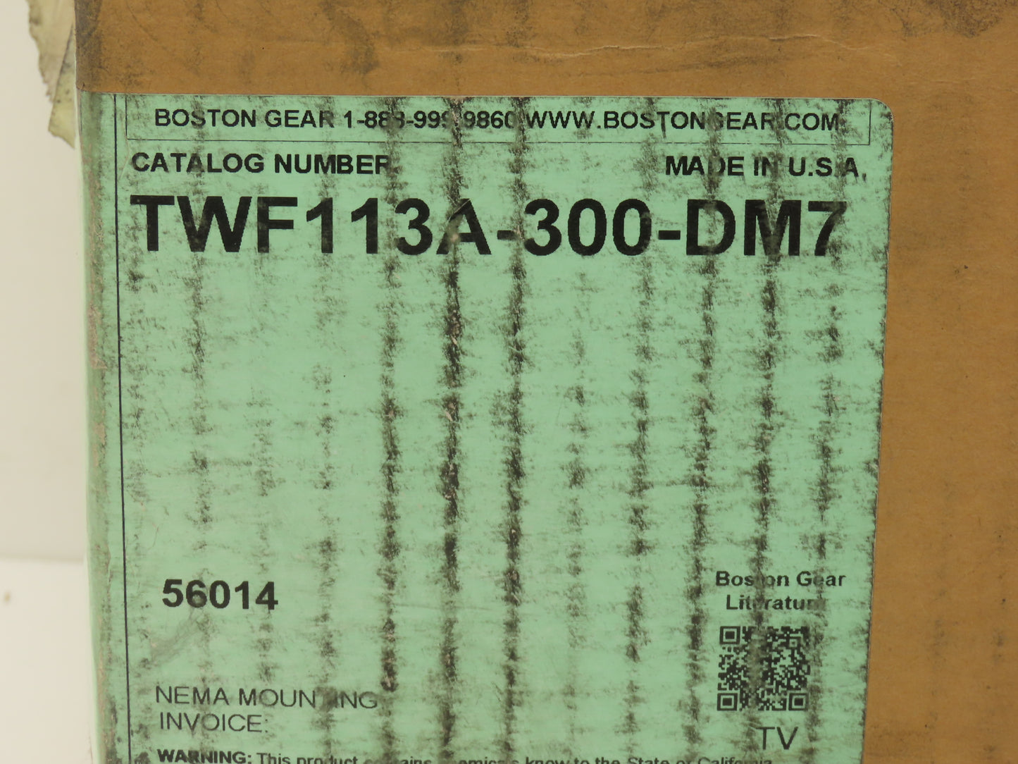 Boston Gear TWF113A-300-DM7 Parallel Shaft Gearbox 300:1 Double Reduction 56C