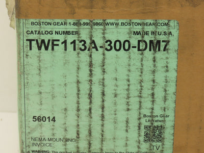 Boston Gear TWF113A-300-DM7 Parallel Shaft Gearbox 300:1 Double Reduction 56C