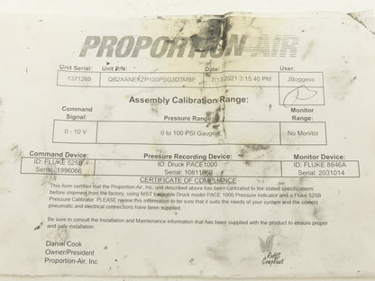 Proportion Air QB2XANEXZP100PSG RM008N Pressure Regulator Control Valve 1"NPT