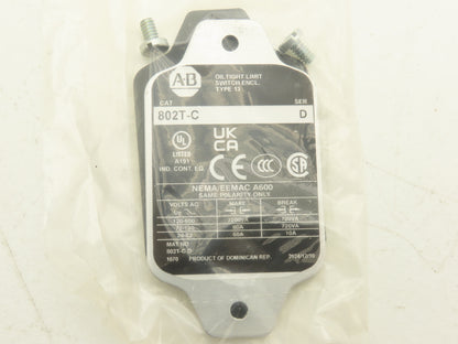 Allen Bradley 802T-C Oiltight Limit Switch Enclosure Push Rod Type Operator Head