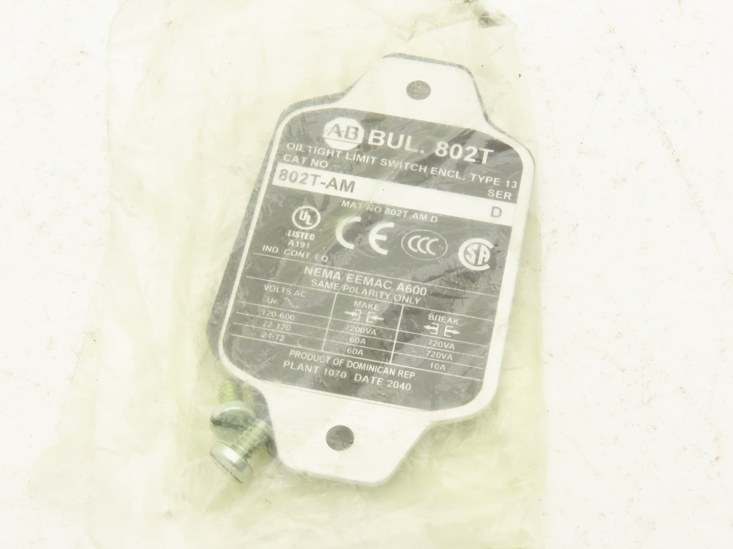 Allen Bradley 802T-AM Oiltight Limit Switch Enclosure Lever Type Operator Head