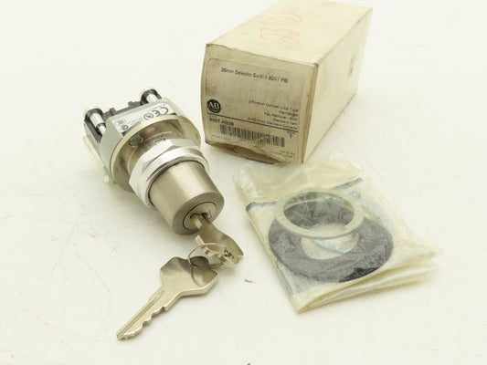 Allen Bradley 800T-H33B Cylinder Lock Selector Switch 2 Position Keyed Ser T
