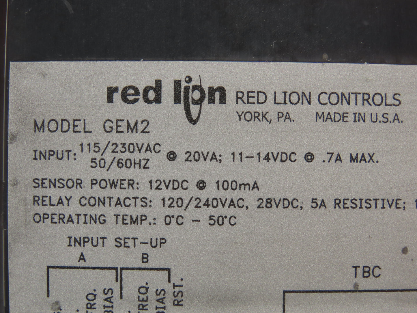 Red Lion Controls GEM2 6 Digit Presettable Digital Counter 115/230VAC 11-14VDC