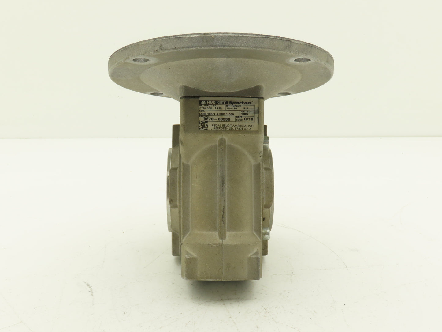 Hub City 0270-00336 Worm Gearbox 100:1 Reducer 17.5rpm Hollow AL505 100/1A 56C 1