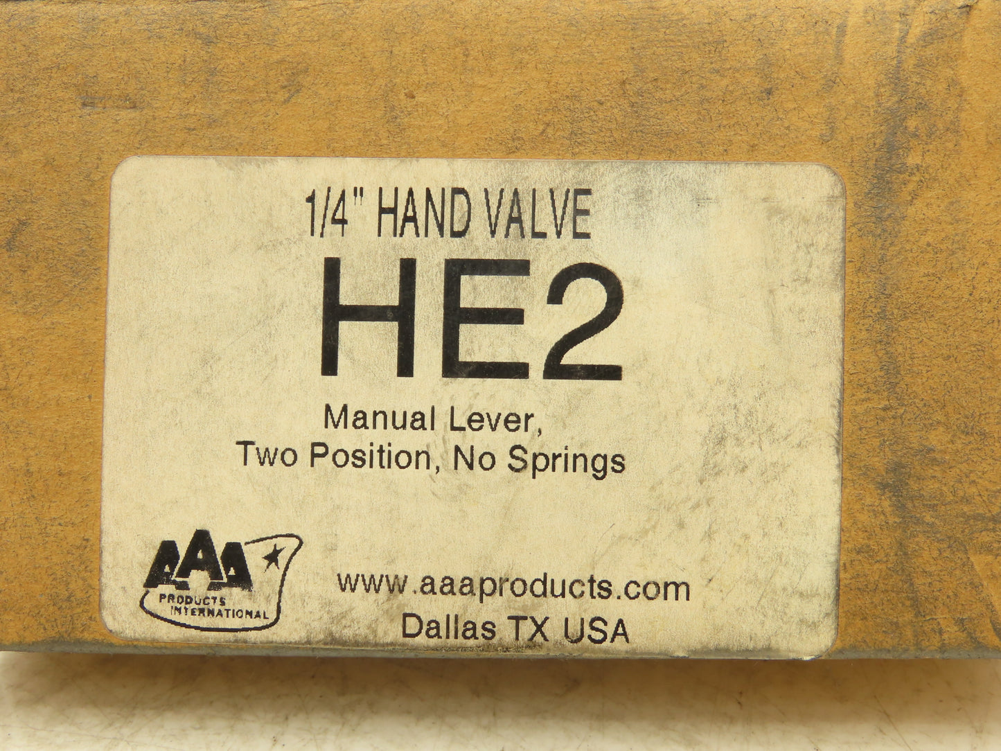 AAA Products HE2 Manual Valve 2 Position Manual Return 1/4"NPTF