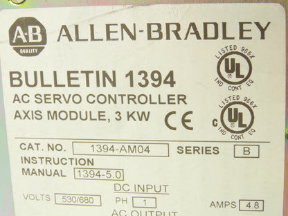 Allen Bradley 1394-AM04 Servo 3kW Axis Module 530/680V 1Ph In 310/390V 3Ph Out