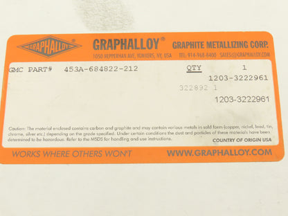 Graphalloy 453A-684822-212 High Temperature Graphite Bearing Bushing 3"ID