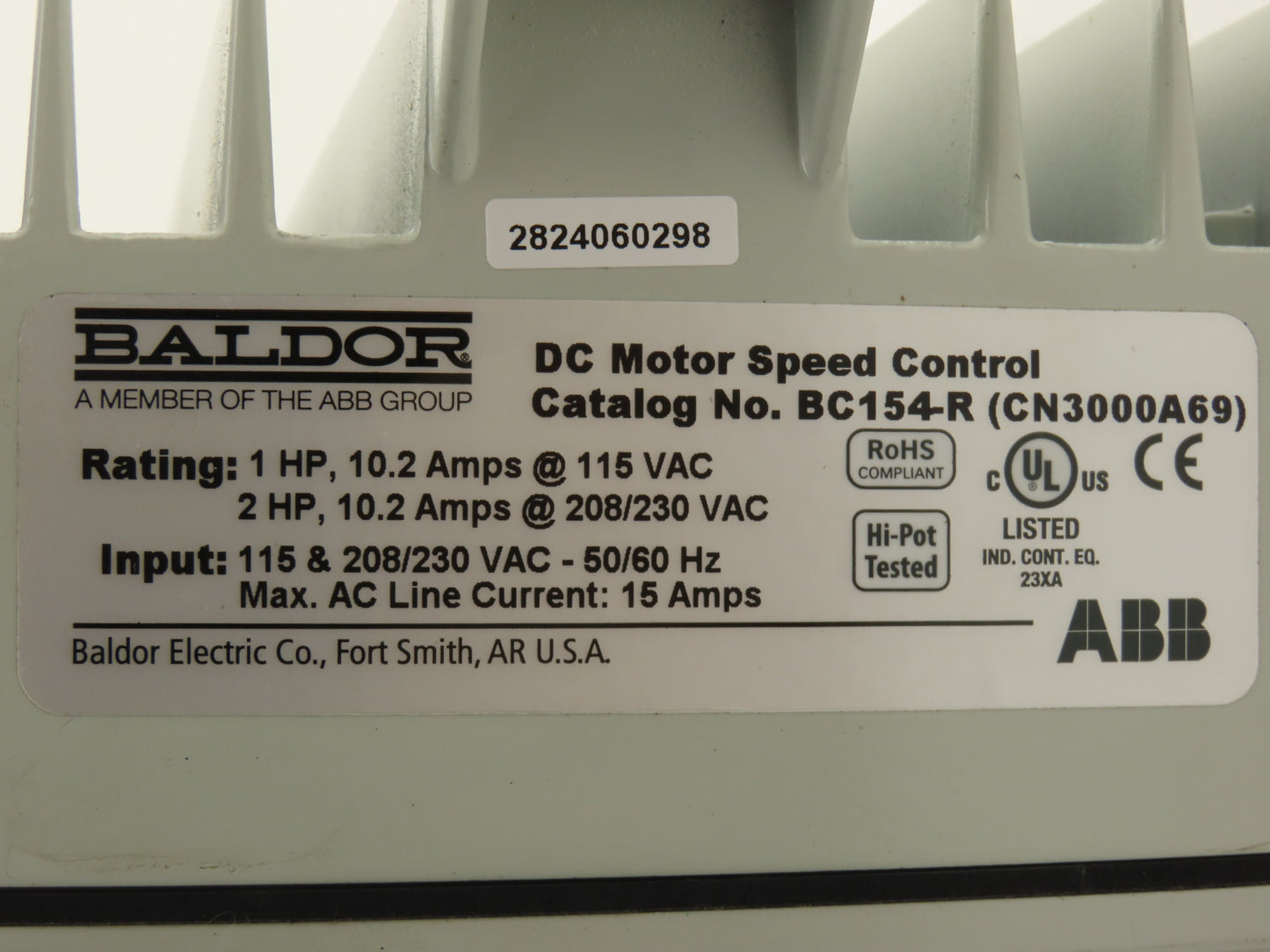 ABB Baldor BC154-R DC Motor Speed Control 90/180VDC 1-2Hp 115/230V Input NEMA 4X