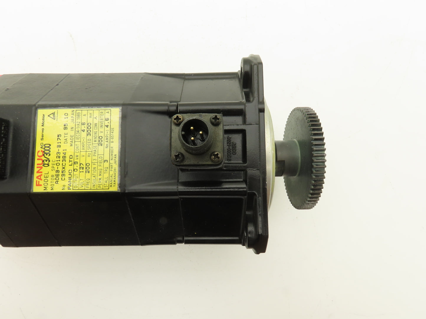 Fanuc A06B-0123-B175 AC Servo Motor 0.9kW 127V 3Ph 3000RPM Encoder A8600360T201