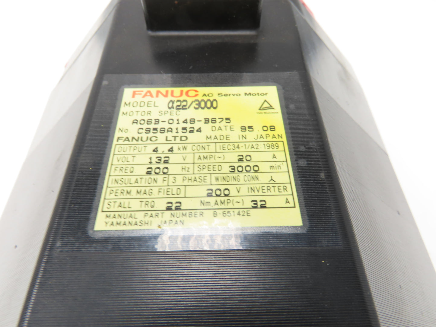 Fanuc A06B-0148-B675 AC Servo Motor 4.4Kw 132V 3000RPM Encoder A8600360T201