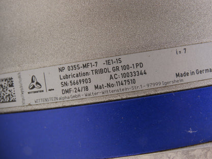 Wittenstein Alpha NP 035S-MF1-7-1E1-1S Servo Gearbox 7:1 Ratio Inline Reducer