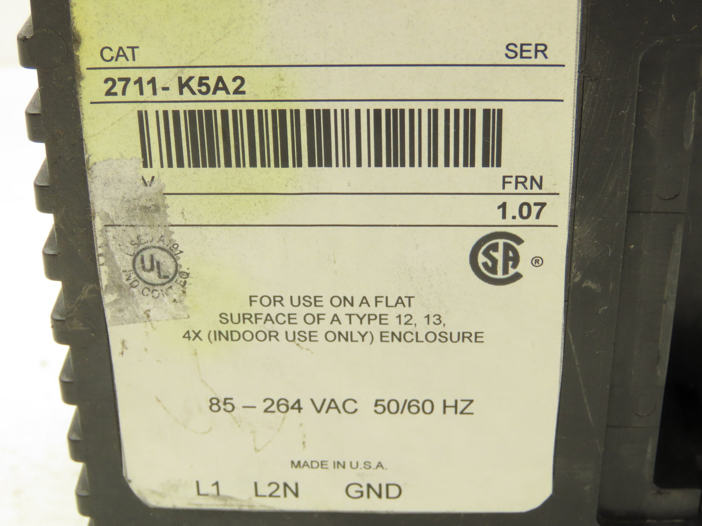 Allen Bradley 2711-K5A2 PanelView 550 HMI Terminal Control Panel FRN 1.07-READ