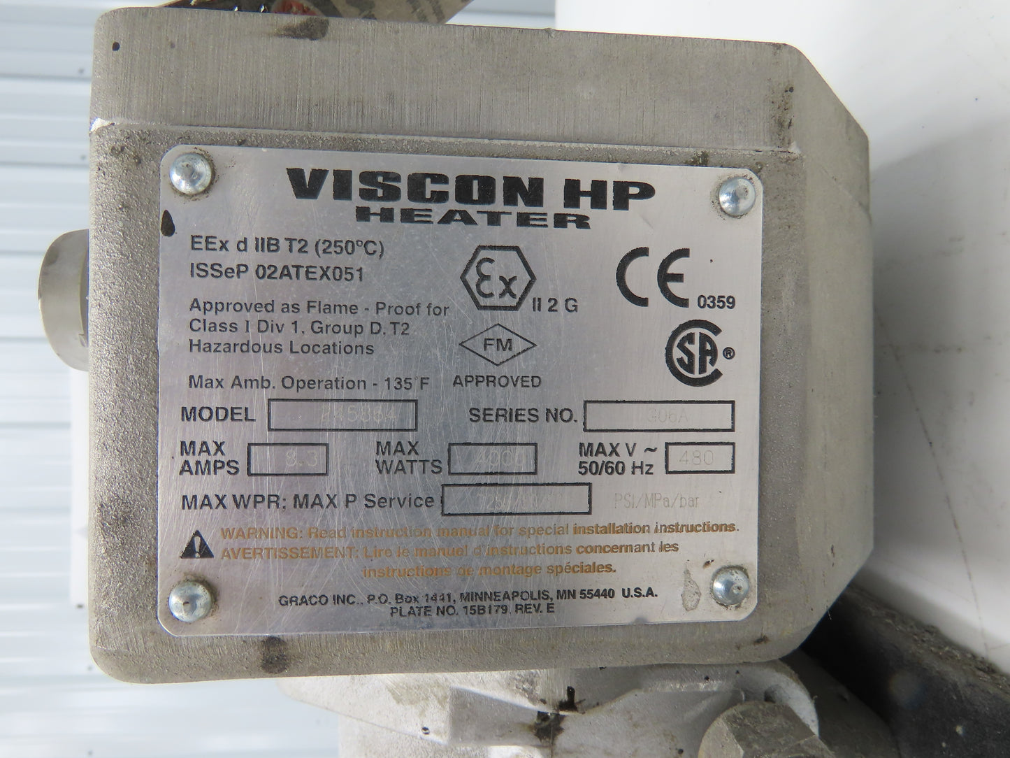 Graco 245864 Viscon HP High-Pressure Fluid Heater 4000W 480V