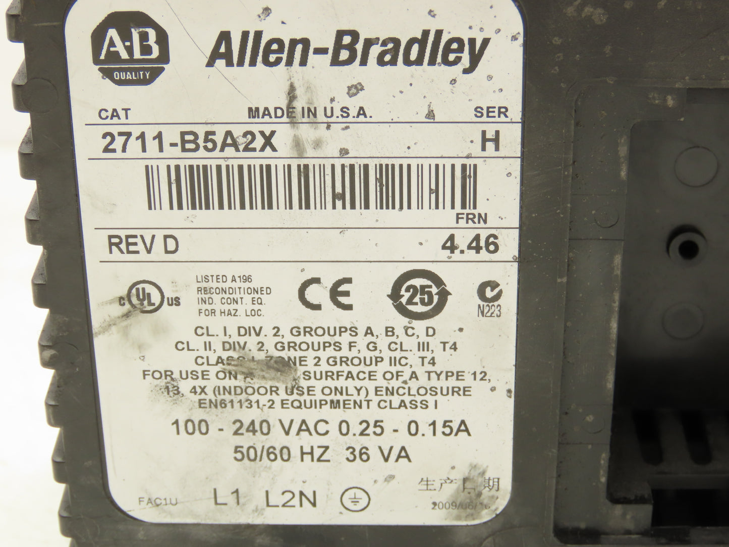 Allen Bradley 2711-B5A2X PanelView 550 HMI Control Terminal Ser H Rev D FRN 4.46