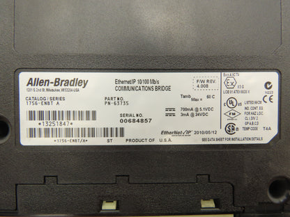 Allen Bradley 1756-ENBT ControlLogix Ethernet IP Communication Module FW 6.004