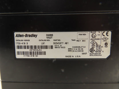 Allen Bradley 1756-A10 ControlLogix Chassis 10 Slot Series B