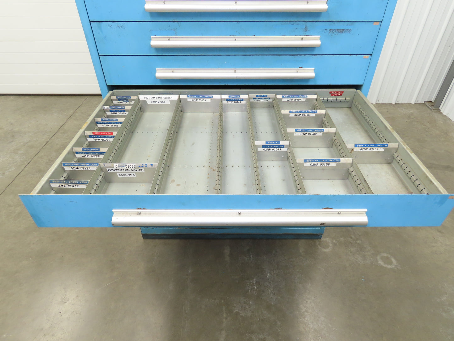 Nu-Era Modular Tool Storage Cabinet 10 Drawer 45x28x61" Stanley Vidmar Blue