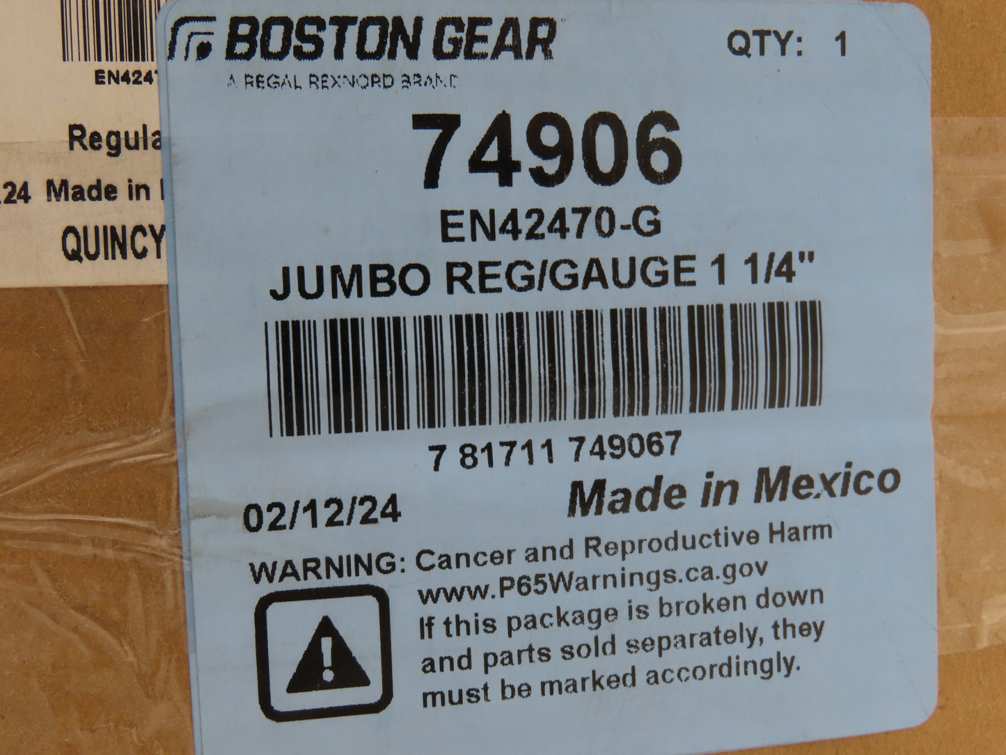 Boston Gear EN42470 Air Pressure Regulator 5-125 PSI 1-1/4" NPT