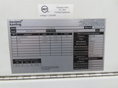 Koolant Kooling TJ Snow Dimplex Coolant Water Chiller Temp Regulator 460V 5Hp