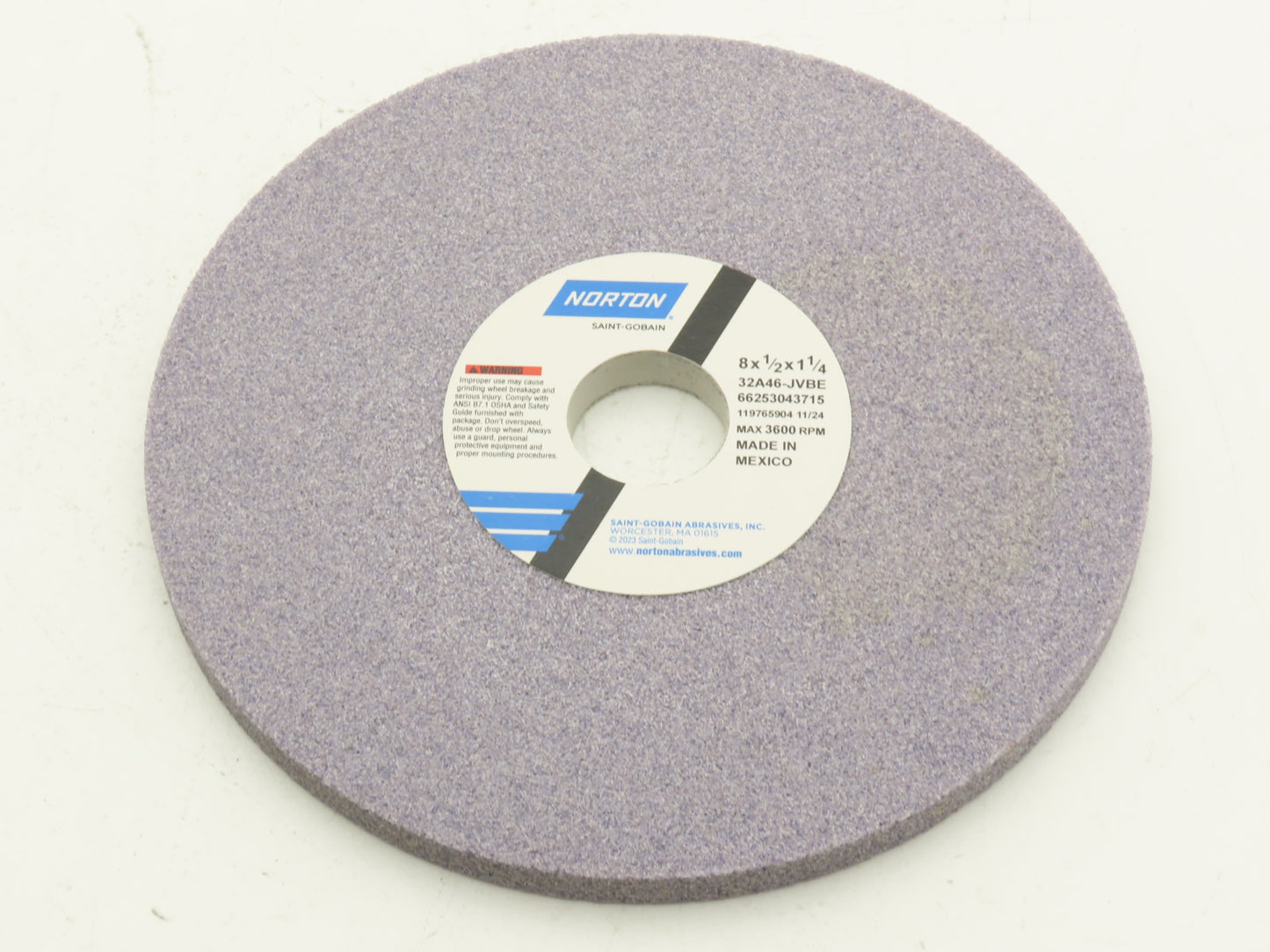 Norton 32A46-JVBE Tool Room Grinding Wheel 8"x 1/2"W x 1-1/4" Arbor  Lot of 10