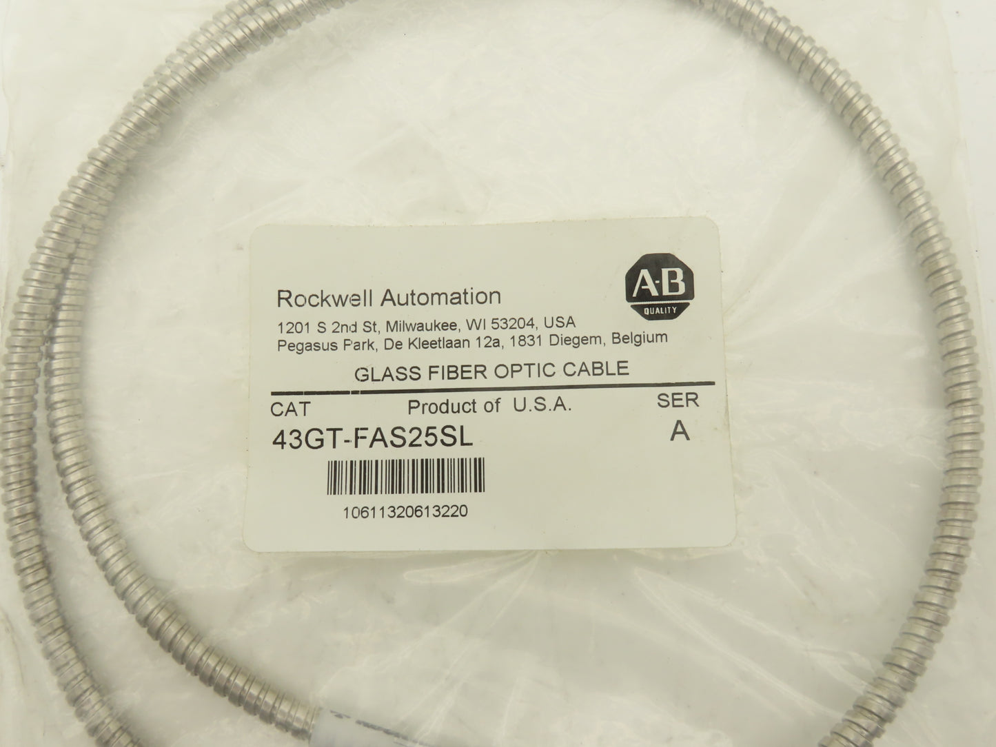 Allen Bradley 43GT-FAS25SL Glass Fiber Optic Cable Stainless 36" Ser A