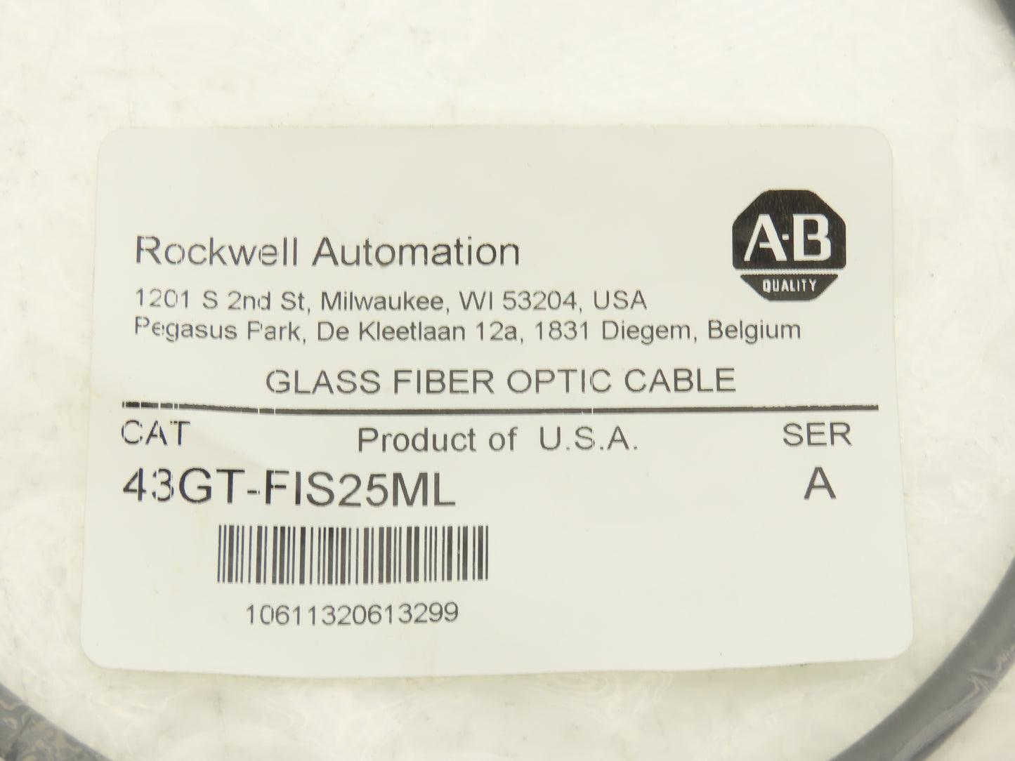 Allen Bradley 43GT-FIS25ML Glass Fiber Optic Cable 36" Length Ser A