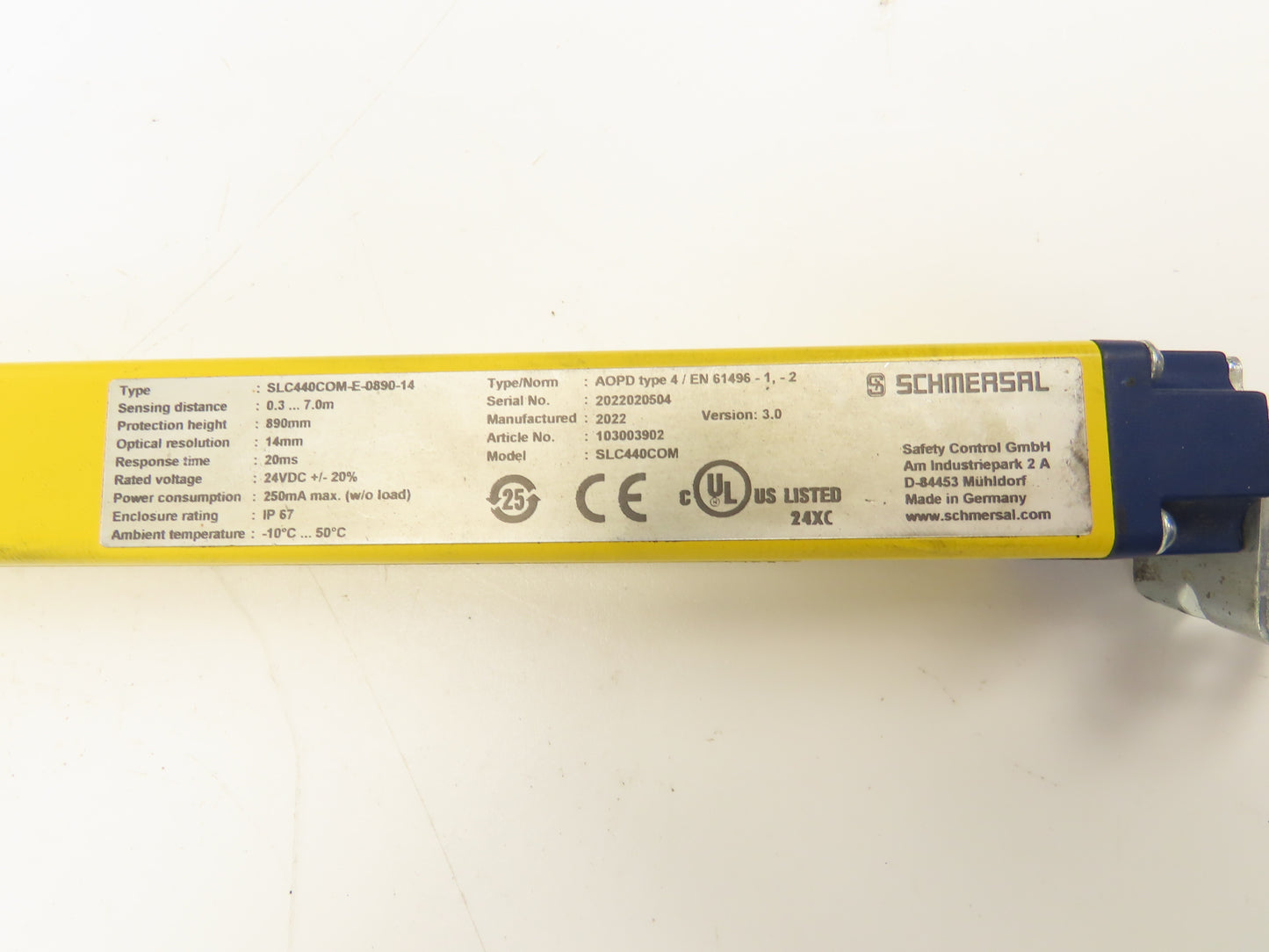 Schmersal SLC440COM-ER-0890-14 Safety Light Curtain Transmitter & Receiver Set