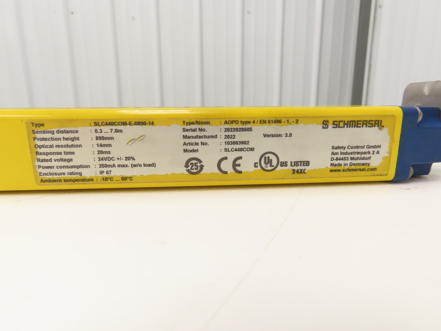 Schmersal SLC440COM-E-0890-14 Safety Light Curtain Transmitter Only
