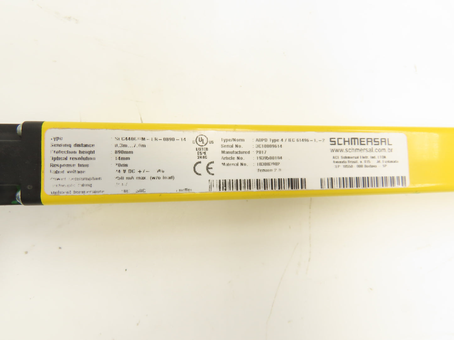 Schmersal SLC440COM-ER-0890-14 Safety Light Curtain Transmitter Only