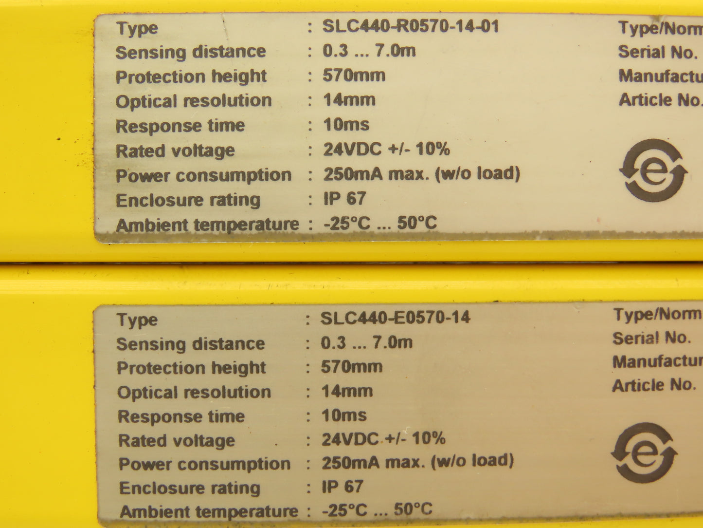 Schmersal SLC440-ER-0570-14-01 Safety Light Curtain Transmitter & Receiver Set