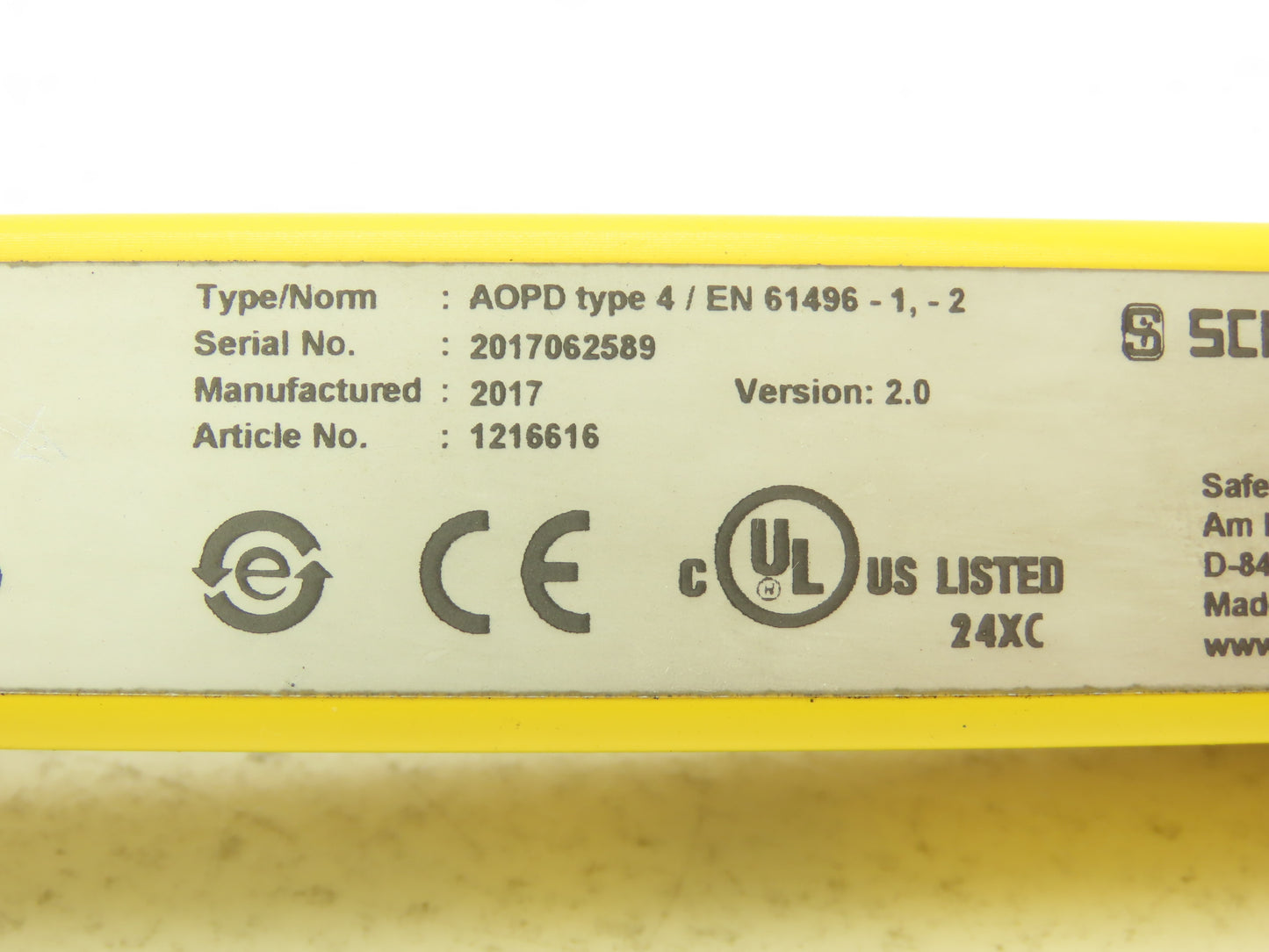 Schmersal SLC440-E-0250-14 250mm Light Curtain Transmitter Only