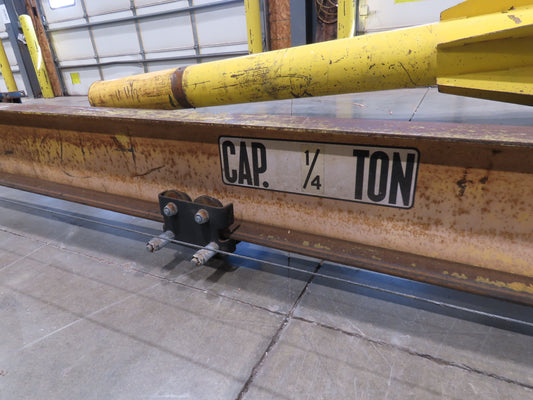 1/4 Ton 500 Lb Free Standing Jib Crane 20' Span 12' Height Under Beam