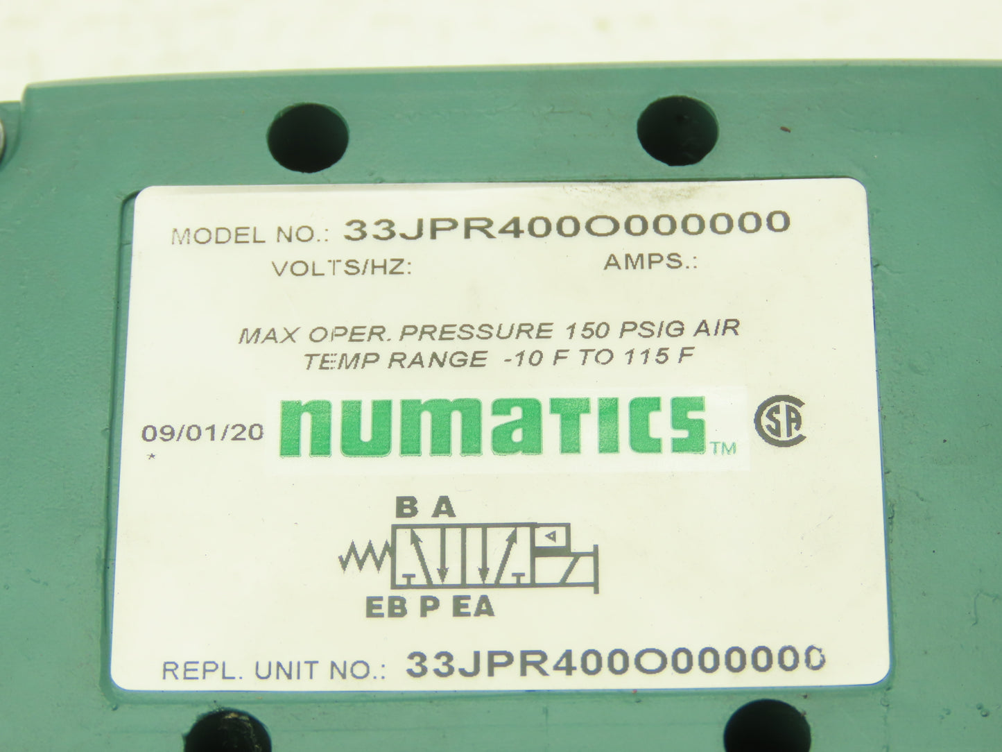 Numatics 33JPR400O000000 Pneumatic Directional Control Pilot Valve
