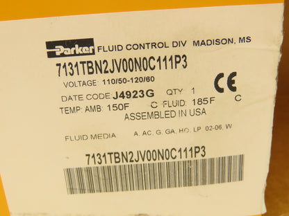 Parker Skinner 7131TBN2JV00N0C111P3 Solenoid Valve 3-Way 1/4"NPT 120V N.C.
