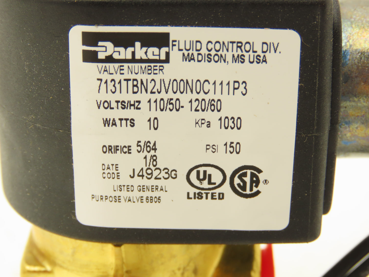 Parker Skinner 7131TBN2JV00N0C111P3 Solenoid Valve 3-Way 1/4"NPT 120V N.C.