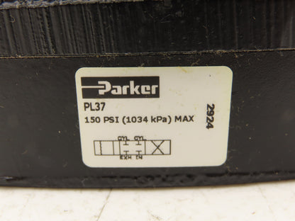 Parker PL37 Pneumatic Manual Directional Valve 4-Way 3-Pos 3/8"NPT w/Handle