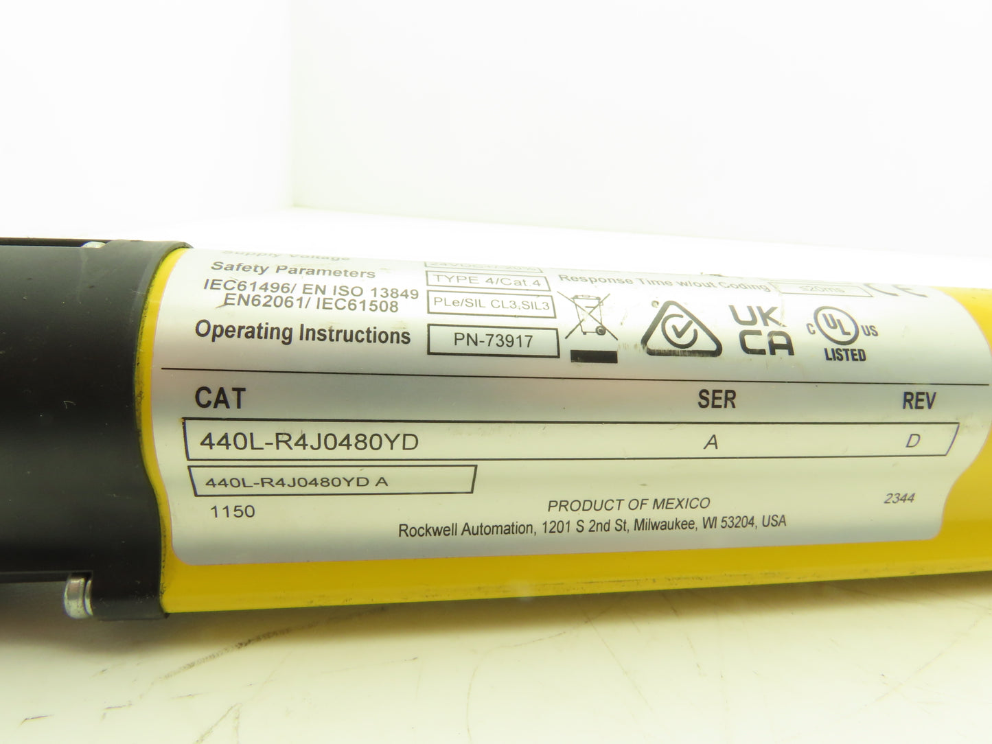 Allen Bradley 440L-R4J0480YD Light Curtain Guardmaster Receiver Only -Parts Only