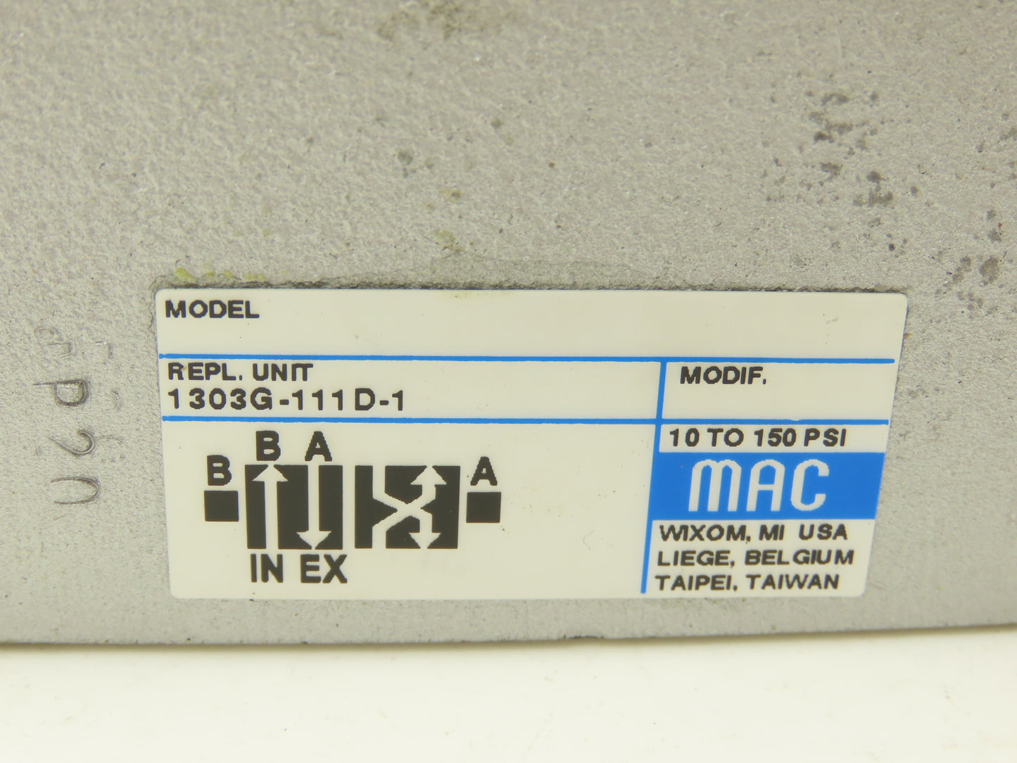 MAC Valves 1303G-111D-1 Pneumatic Solenoid Valve 10-150PSI 120V