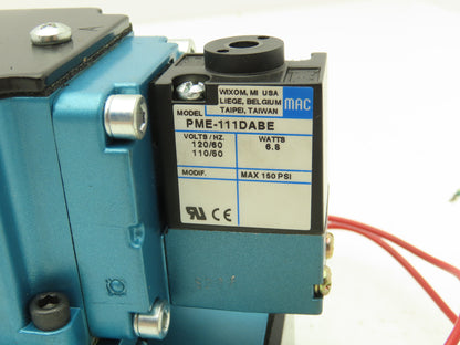 MAC 6521B-311-PM-111DA Pneumatic Solenoid Valve 150PSI 120V 3/4"NPT Manifold