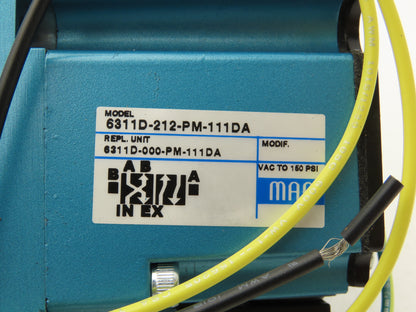MAC 6311D-212-PM-111DA Pneumatic Solenoid Valve 150PSI 120V 3/8"NPT Manifold
