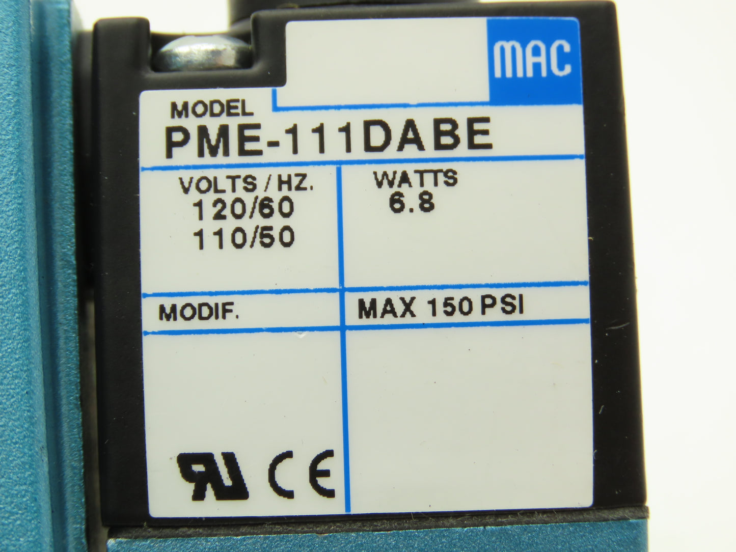 MAC 6331D-000-PM-111DA Pneumatic Solenoid Valve 150PSI 120V