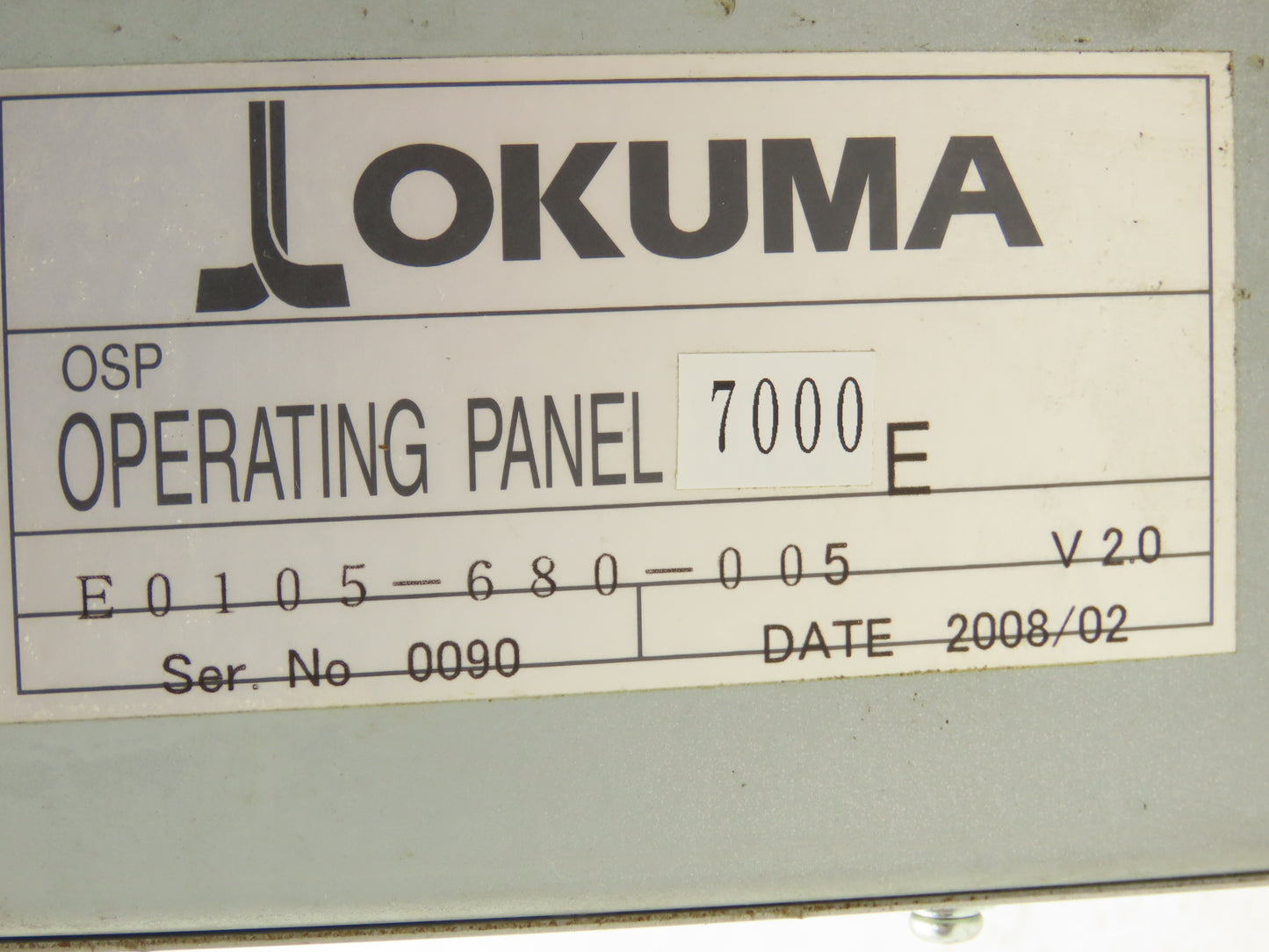 Okuma OSP7000 HMI Operator Control Panel With Monitor E0105-680-005 READ