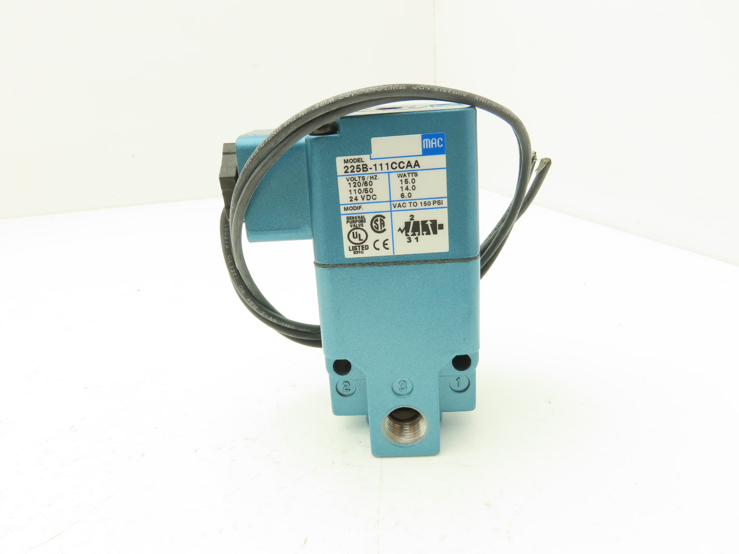 MAC 225B-111CCAA Pneumatic Solenoid Valve 120VAC 24VDC 1/4"NPT
